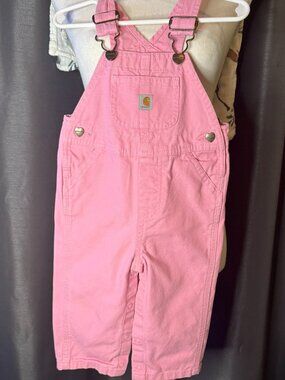 Pink Carhartt Baby Girl Overalls | Size 12 Months